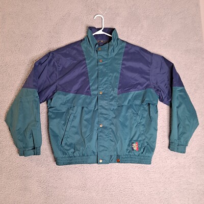 VTG Sunice Golf Mens Large Navy/Teal Colorblock Vented Rain Jacket Ball  Marker