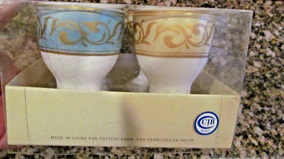 *Pottery Barn Floral Scroll Easter Egg Cups Elegant Set Of 4 New In Box