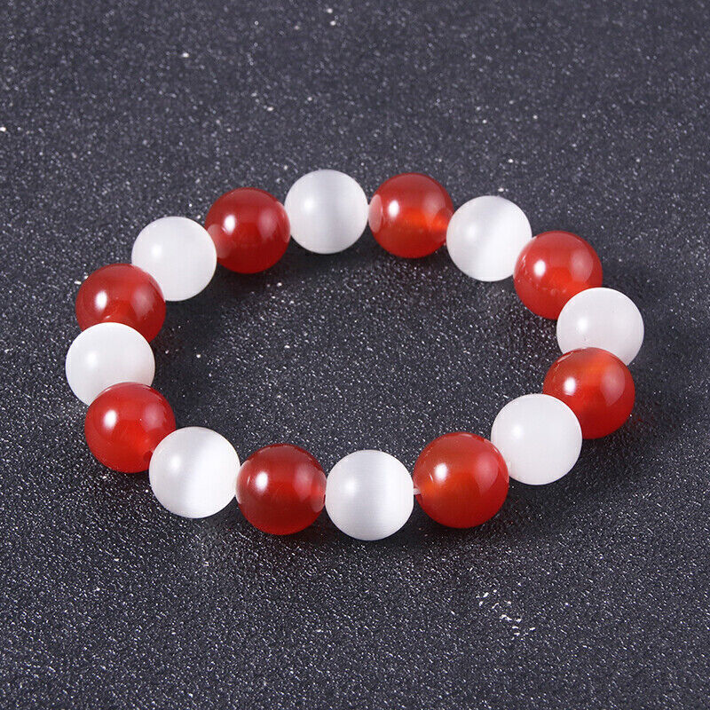 Anime Fruit Basket Kyo Sohma Bracelet with White Red Crystal Beads for Women Men