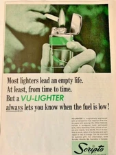 Vintage Ad Print Scripto Vu-Lighter  , 1964, 11 x 7.5 