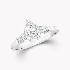 Engagement 950 Platinum Pear Cut Diamond Ring 1.30 Carat IGI Lab Grown