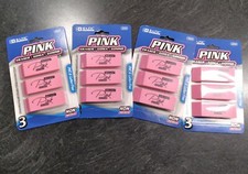 12 Pink Erasers PVC  Latex FREE NON Abrasive Resists Paper Tears FREE USA SHIP
