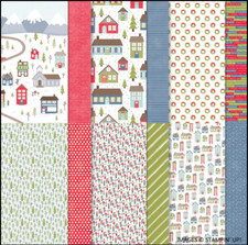 Stampin Up  TRIMMING THE TOWN  DSP, 12 sheets 6x6 Paper, WINTER IMAGES/SCENES