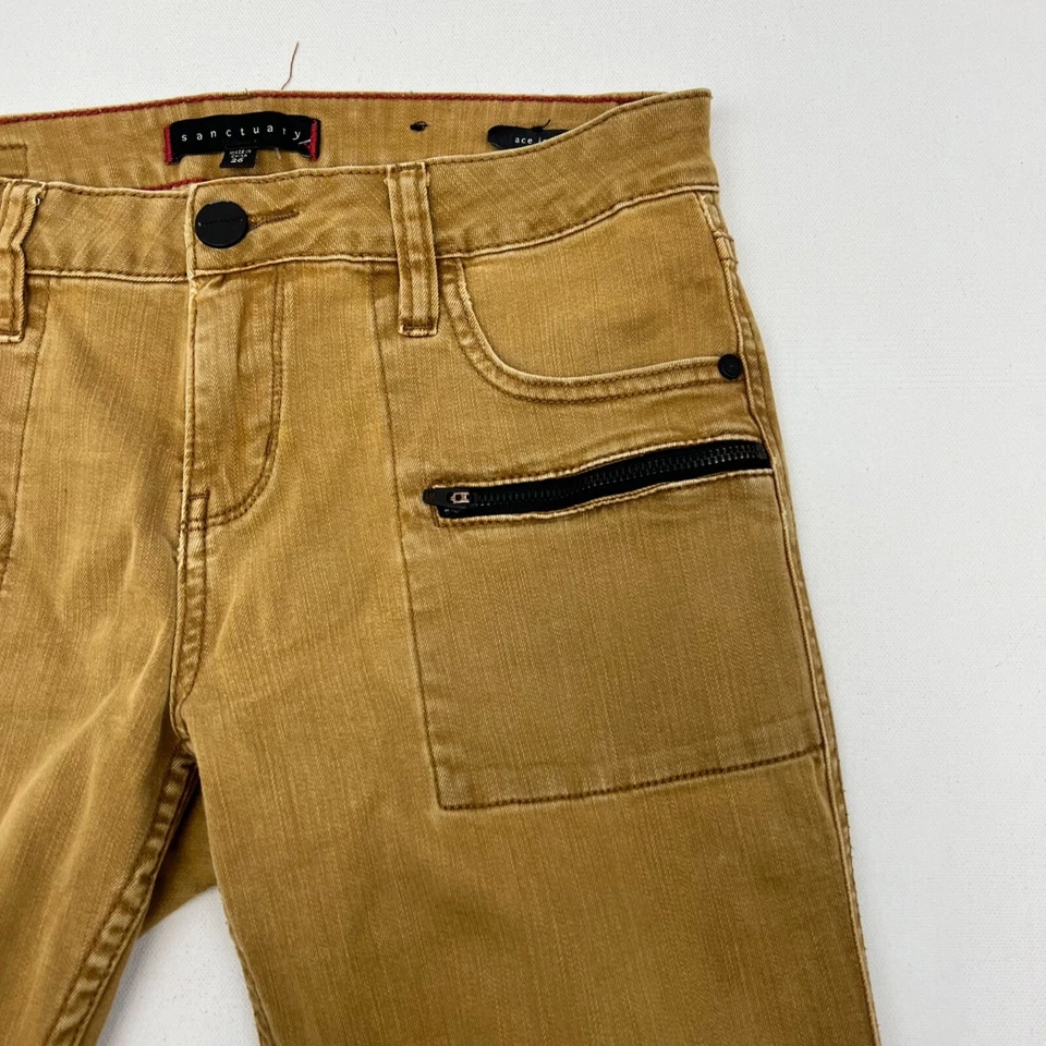 Sanctuary женщин Ace Jean узкие лодыжки молнии заниженной желтовато-коричневый размер 26 талии - Изображение 3 из 4