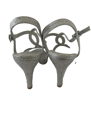 DREAM PAIRS Women's Silver Glitter Stiletto Heel Sandals - Open Toe, 3 Inch Heel, Size 9.5
