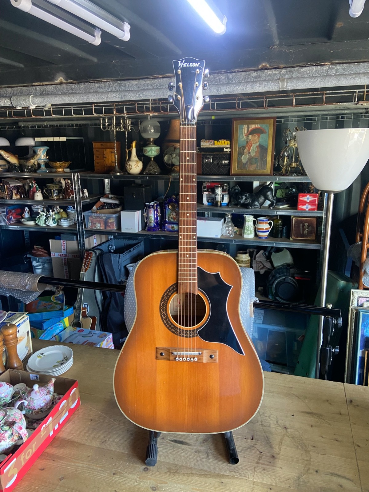 A VINTAGE WELSON ACOUSTIC GUITAR SERIAL NO 