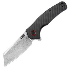 CJRB Crag Rose Damascus Carbon Fiber – Cleaver-Flipper mit edler Damastklinge