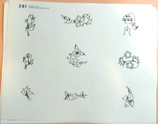 Vintage RARE 1978 Spaulding  Rogers Tattoo Flash Sheet 281 Flowers Dove