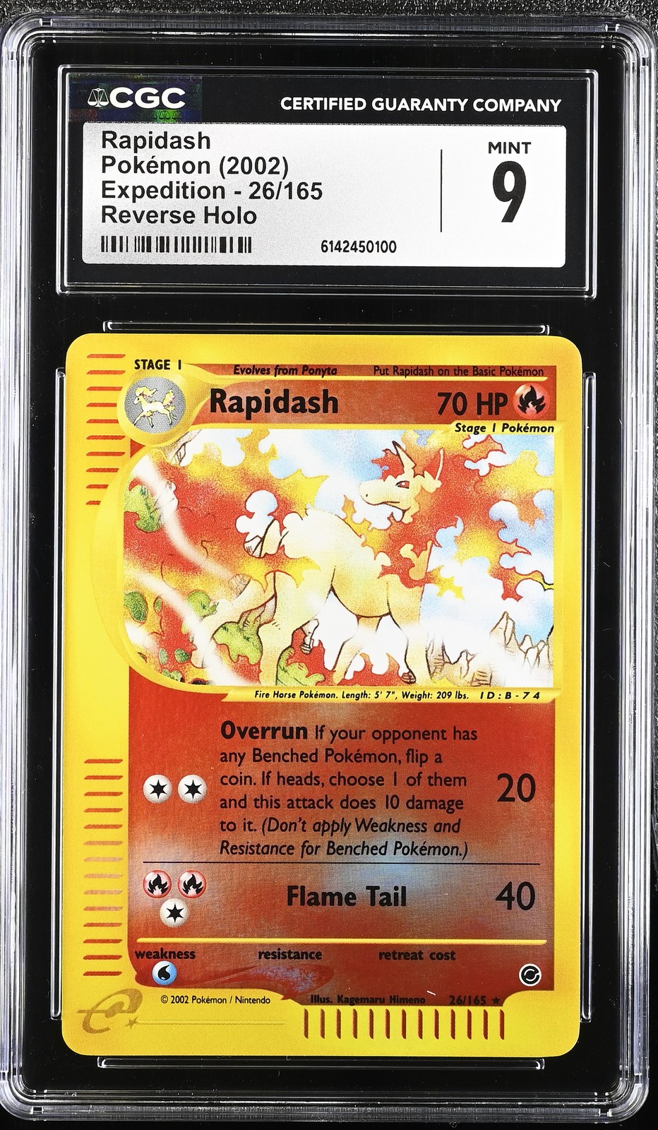 CGC 9 MINT Rapidash 26/165 Expedition Reverse Holo Pokemon Card