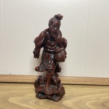 Chinese Resin Statue Sculpture Smiling Man ( Rose Wood Style ) China