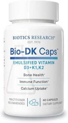 BIOTICS RESEARCH Bio-DK Caps??CEmulsified Vitamin D and K, Vitamin D3 125 mcg &