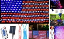 New Solar Powered American Flag Lights, 420 LED Flag, 4th of July 6.56FT