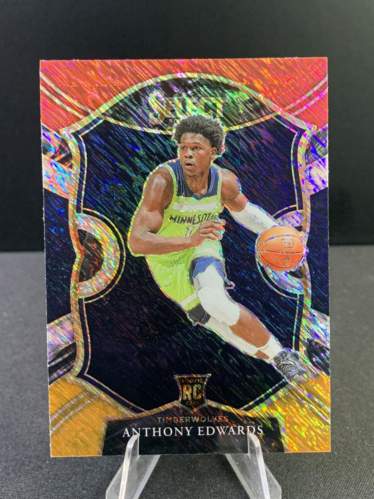 2020-21 Panini Select #61 Anthony Edwards Rookie Red White Orange Shimmer