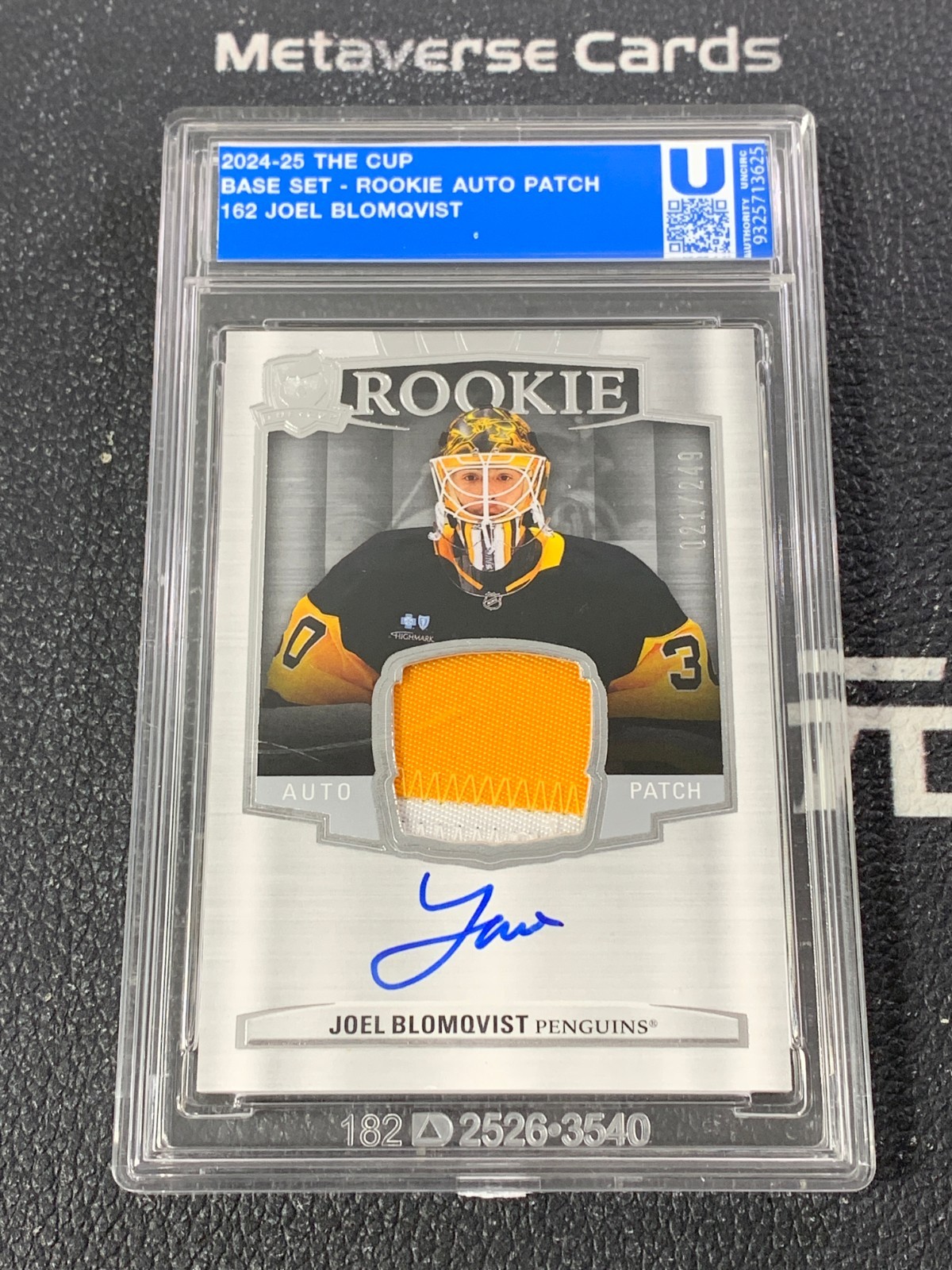 2024-25 UD The Cup Hockey Rookie Patch Autograph #162 RC Joel Blomqvist 021/249