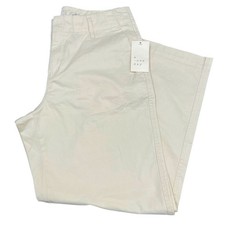 A New Day Womens Cream High Rise Straight Leg Stretch Cotton Pants Size 8R