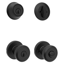Kwikset Maven Front Door Lock Handle and Deadbolt Set, Entry Matte Black