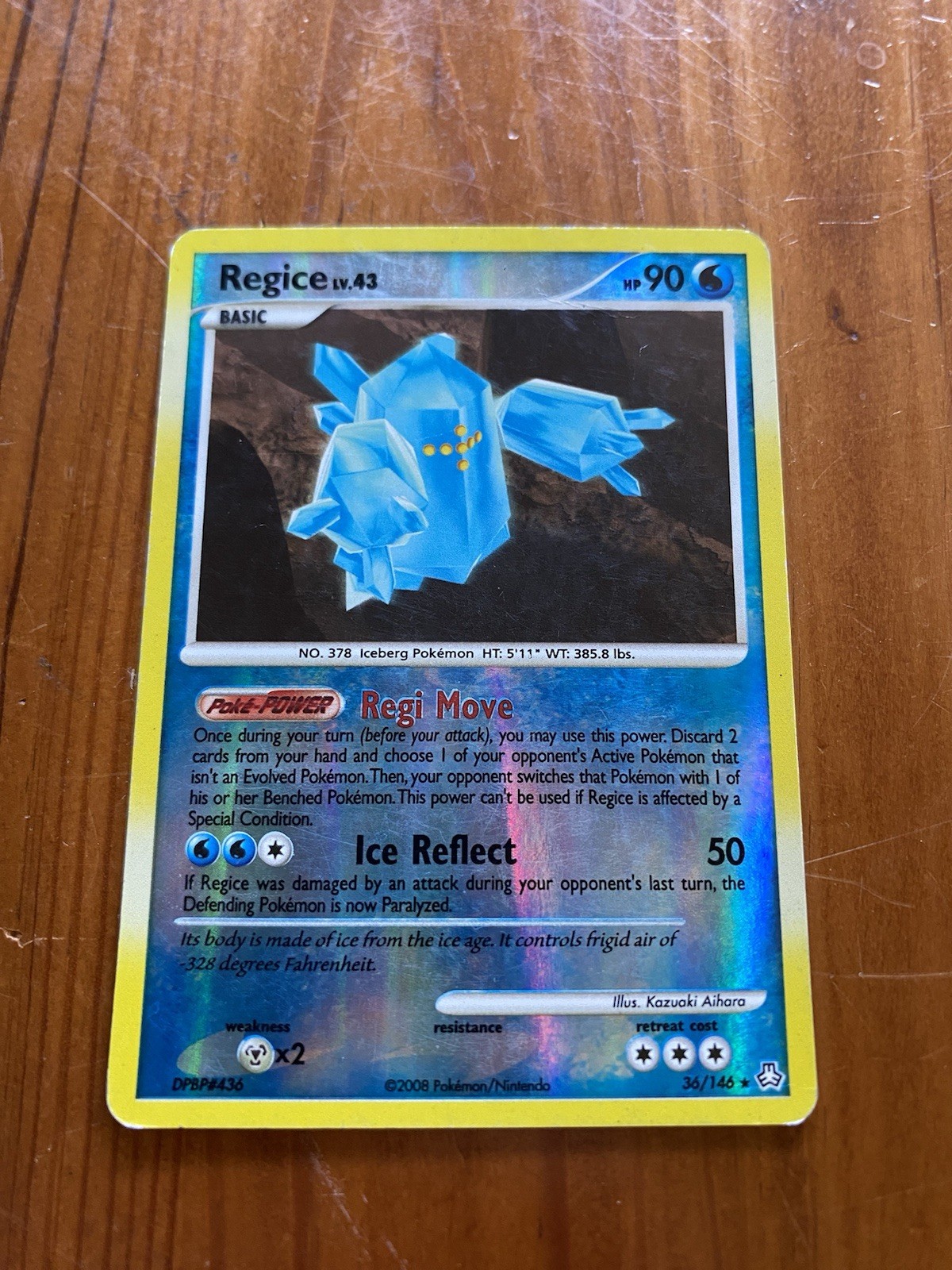 2008 Pokémon - Regice Lv. 43 36/146 Reverse Holo Rare TCG Collectible Card