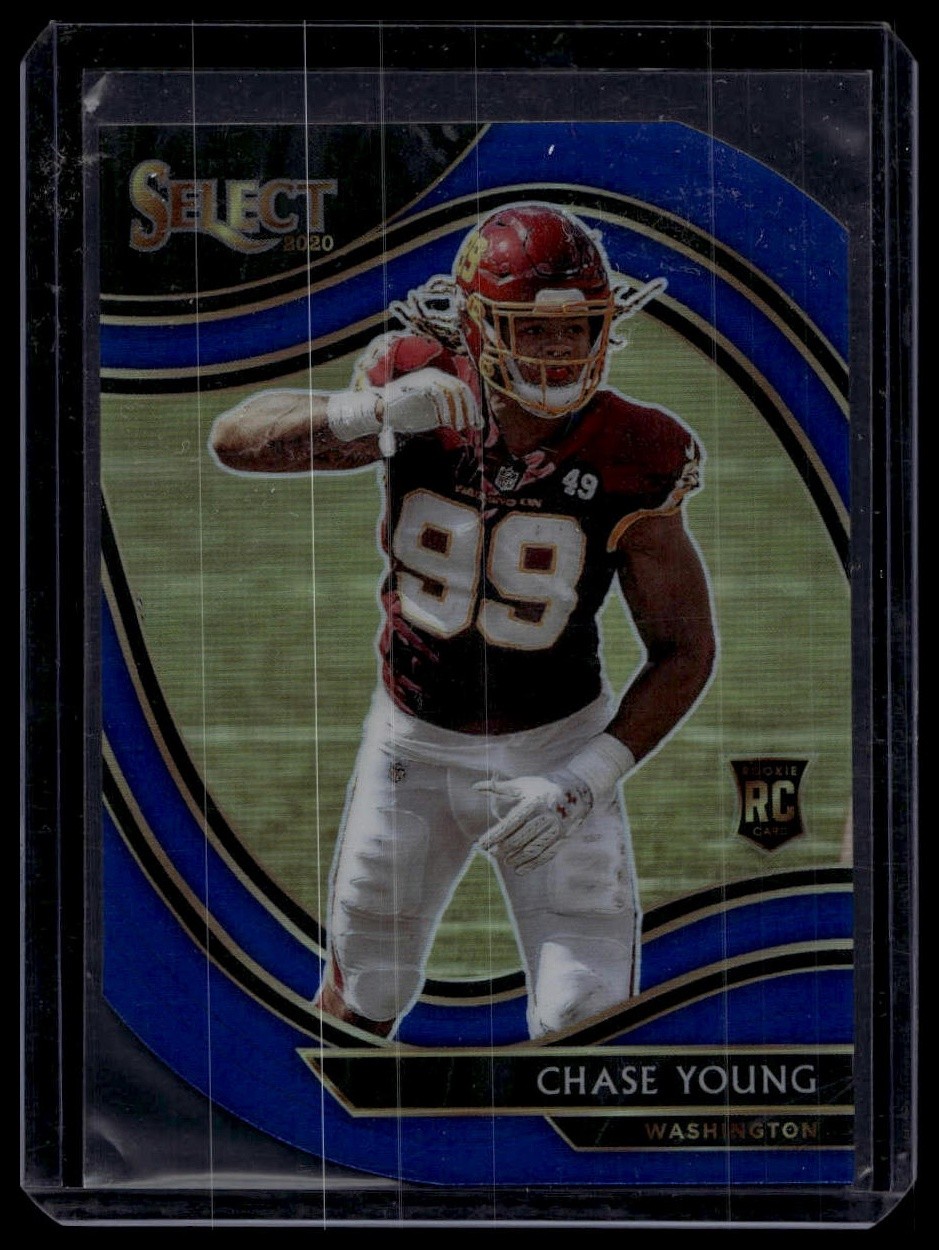 Chase Young 2020 Panini Select #364 Blue Prizm Die Cut Rookie Washington