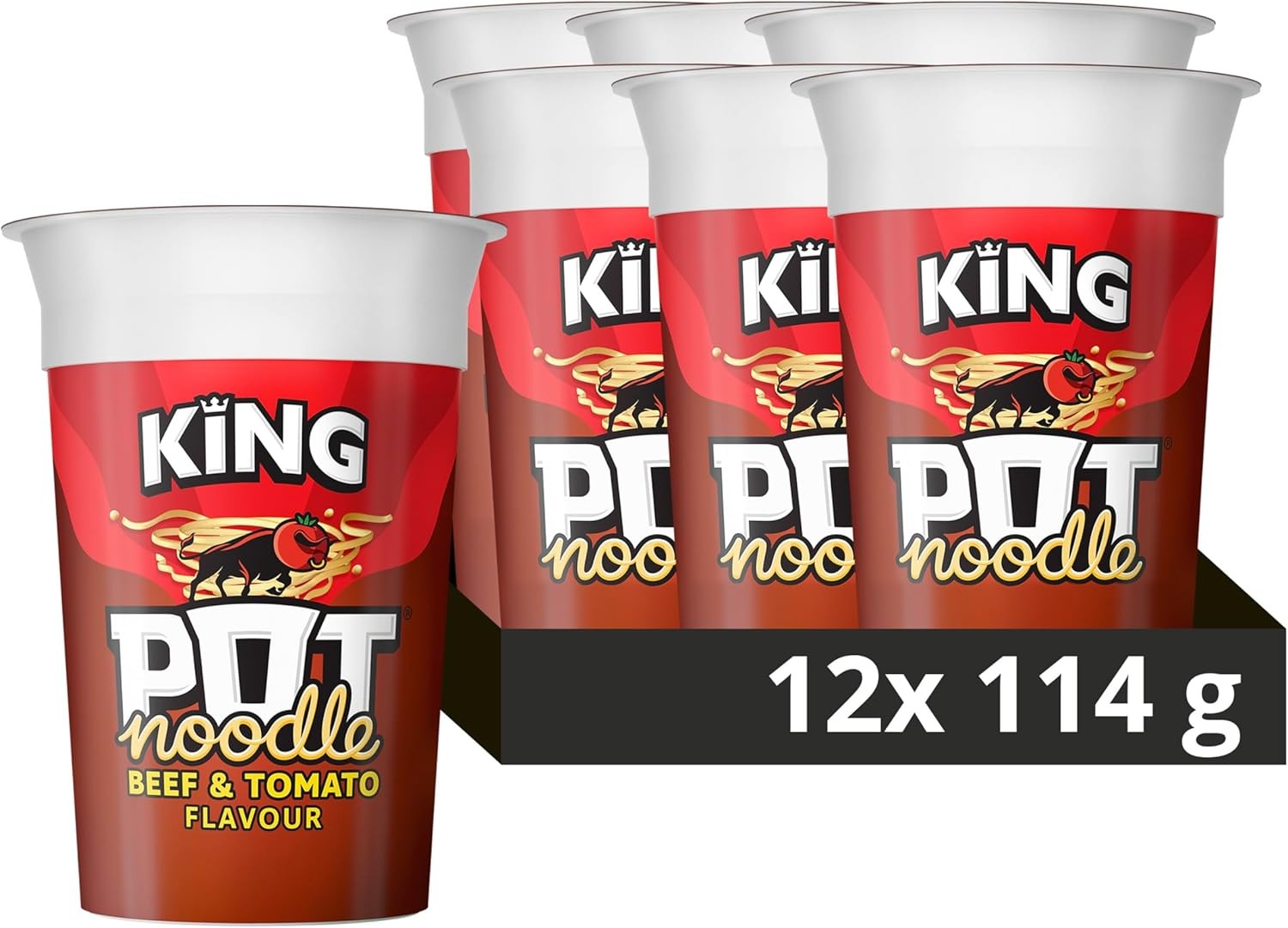 Pot Noodle Beef & Tomato King Pot Noodle Instant Vegetarian Snack quick-to-make