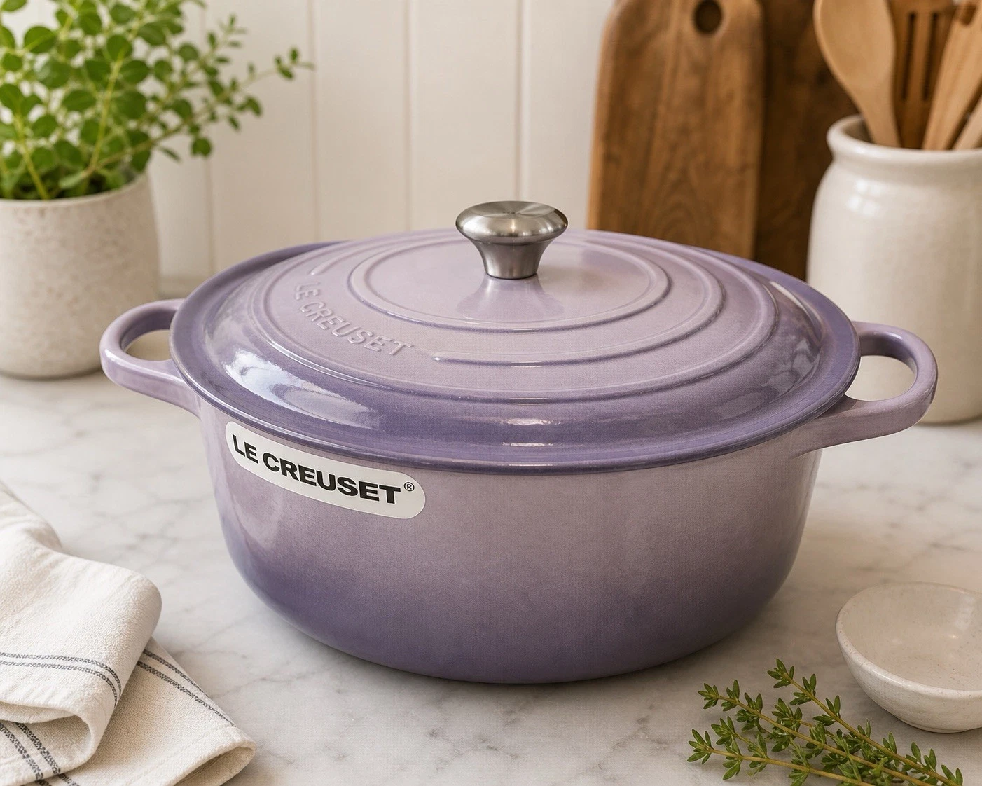 Le Creuset 7.25 Qt Round Dutch Oven Provence Bluebell Cast Iron France #28 NEW