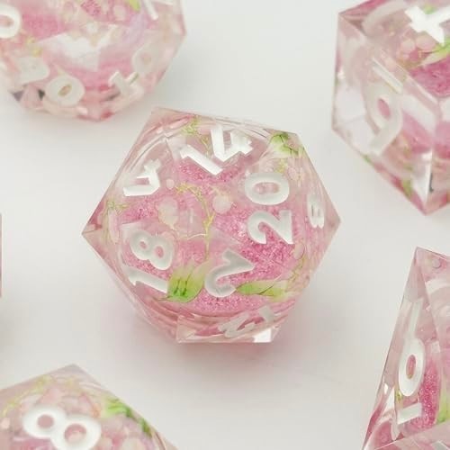 Lily of The Valley Liquid Core DND Dice Set - Sharp Edge Polyhedral RPG ...