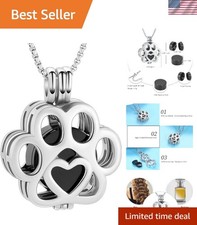 Pet Cremation Jewelry For Ashes For Dog/Cat Paw Stainless Steel Memorial Lock...