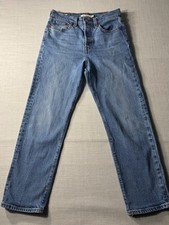 Levi  s Wedgie Straight Jeans Women 26 BigE Button Fly High Rise Blue Denim 27x25