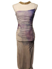 Zara Women's One Shoulder Colorblock Midi Dress Sleeveless Polyester XS