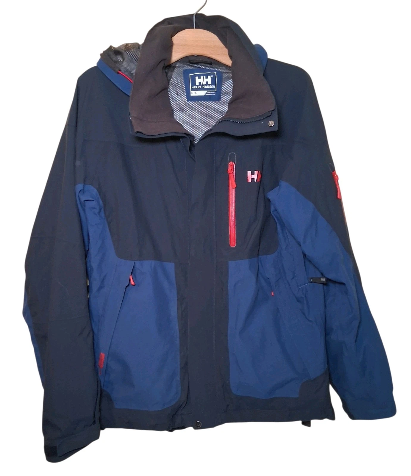 Helly Hansen Helly Tech XP Snowboard Jacket Size Medium Blue Hooded Ski Full Zip