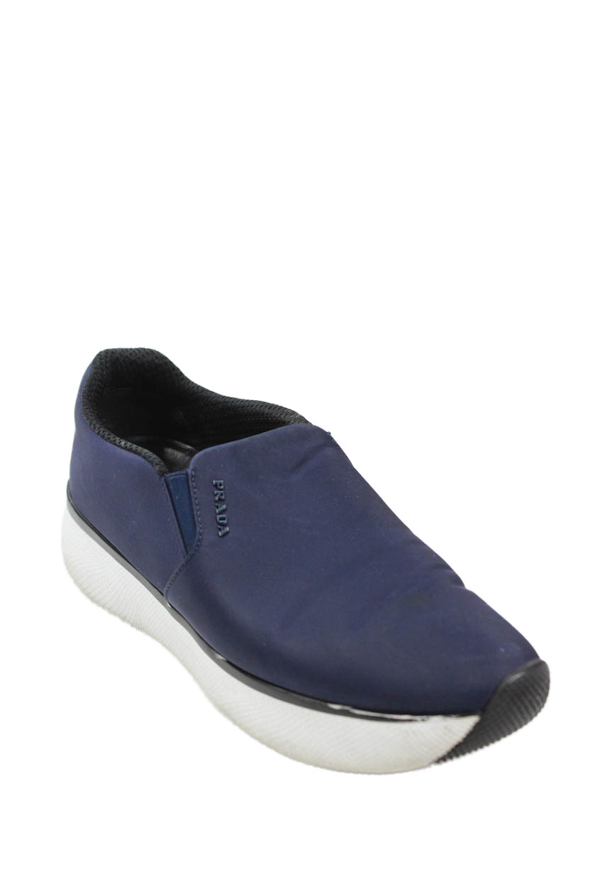 Prada Womens Slip On Casual Athletic Shoes Blue Size 7.5