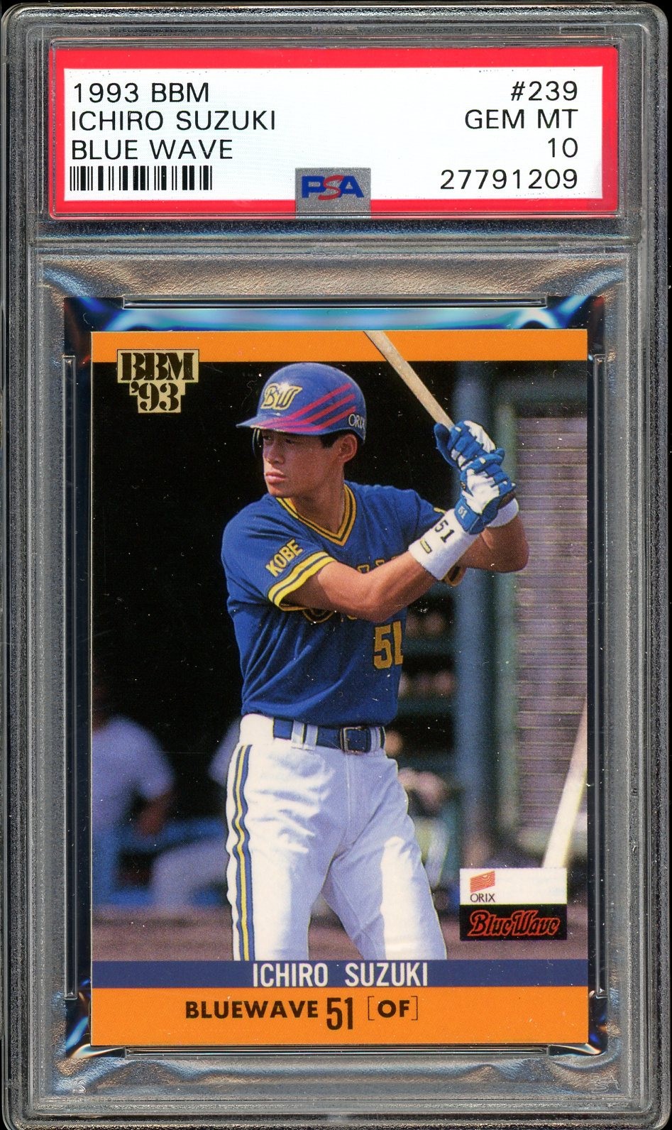 ICHIRO SUZUKI 1993 BBM BLUE WAVE #239 PSA 10 ROOKIE PERFECT CARD