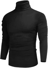 GAGELE Mens Casual Slim Fit Basic Shirt Knitted Lightweight Pullover Turtleneck