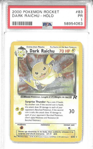 Dark Raichu (Unlimited) graded PSA 1 for sale on eBay