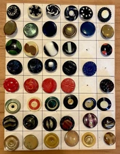 45 Large Vintage Celluloid Plastic Buttons on Collector's Card 1930s era