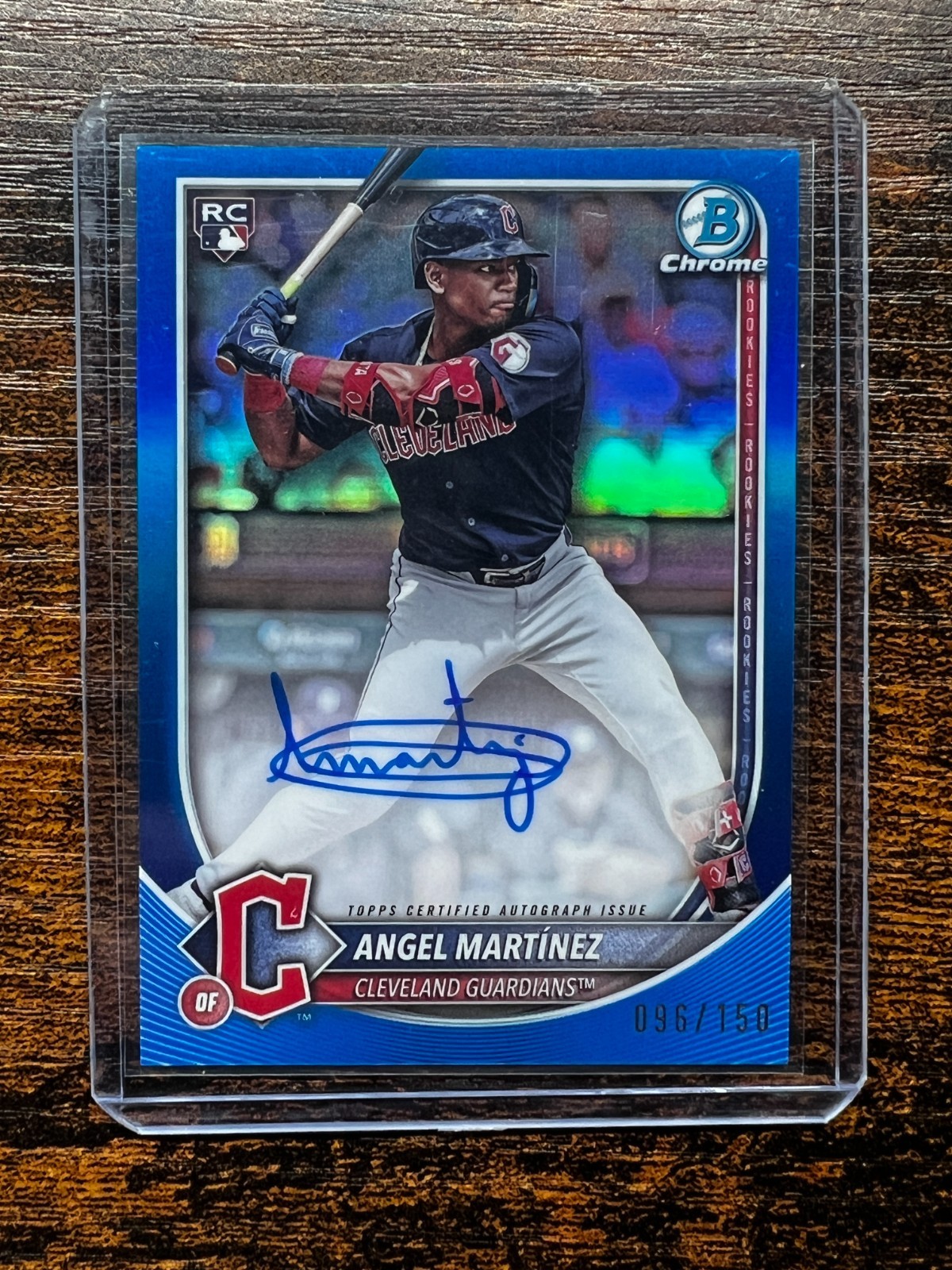 2025 Bowman Chrome Nieves Izaguirre Auto Reptilian Blue Refractor 1st 123/150