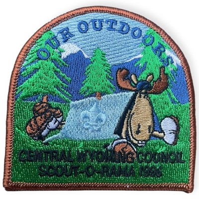 1985 Central Wyoming Council Scout-O-Rama Patch    Off the Outdoors  Moose Tent 