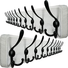 Robuste 98cm Holz-Garderobenleiste mit 30 Haken – Rustikaler Jackenhalter für...