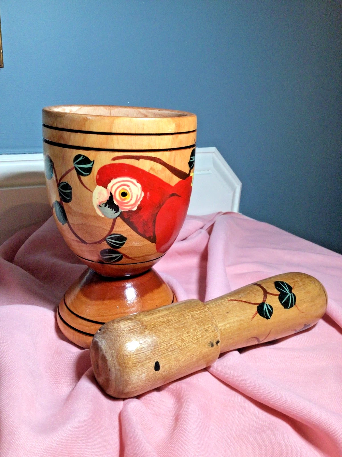 VTG Handcrafted Wood Mortar & Pestle Y2K 70's Vibe One of a Kind