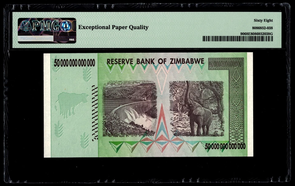 PMG Certified 50 Trillion Dollars Zimbabwe AA 2008 PMG 68 Superb Gem Unc EPQ P90 - Image 2 of 4