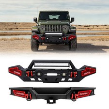 Front And Rear Bumper For 2018-2025 Jeep Wrangler Jl Wwinch Plate Lights Kit Front And Rear Bumper For 2018-2025 Jeep Wrangler Jl Wwinch Plate Lights Kit