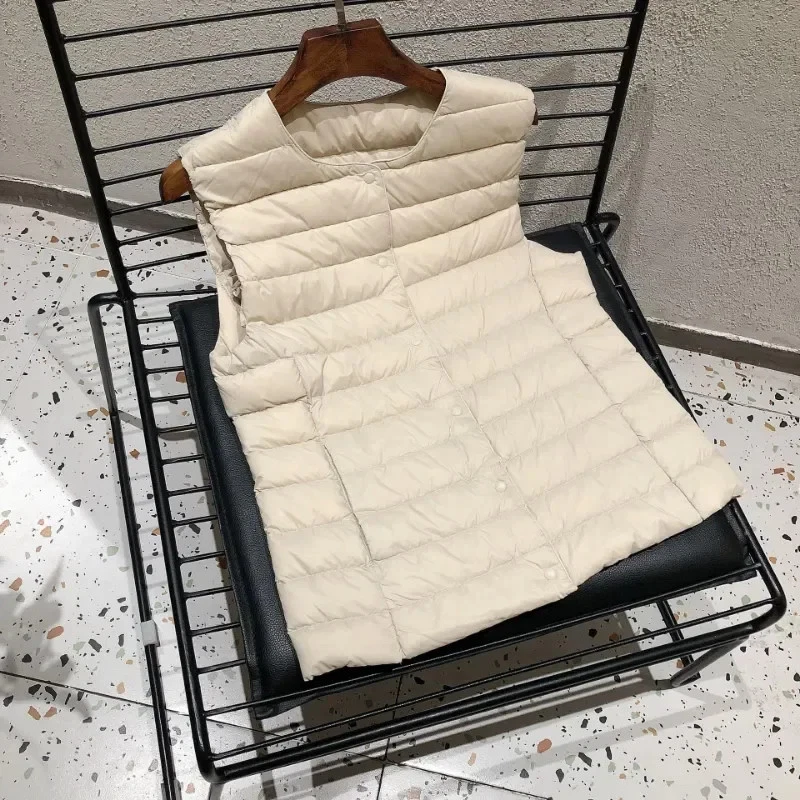 Women’s Sleeveless Puffer Vest Jacket Lightweight 90% Duck Down Gilet Winter