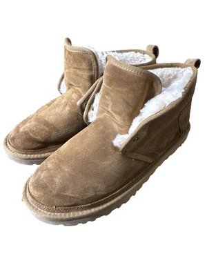 UGG Boots Womens Size 11 Brown Suede Sheepskin Lined Ankle Chukka Winter Shoes