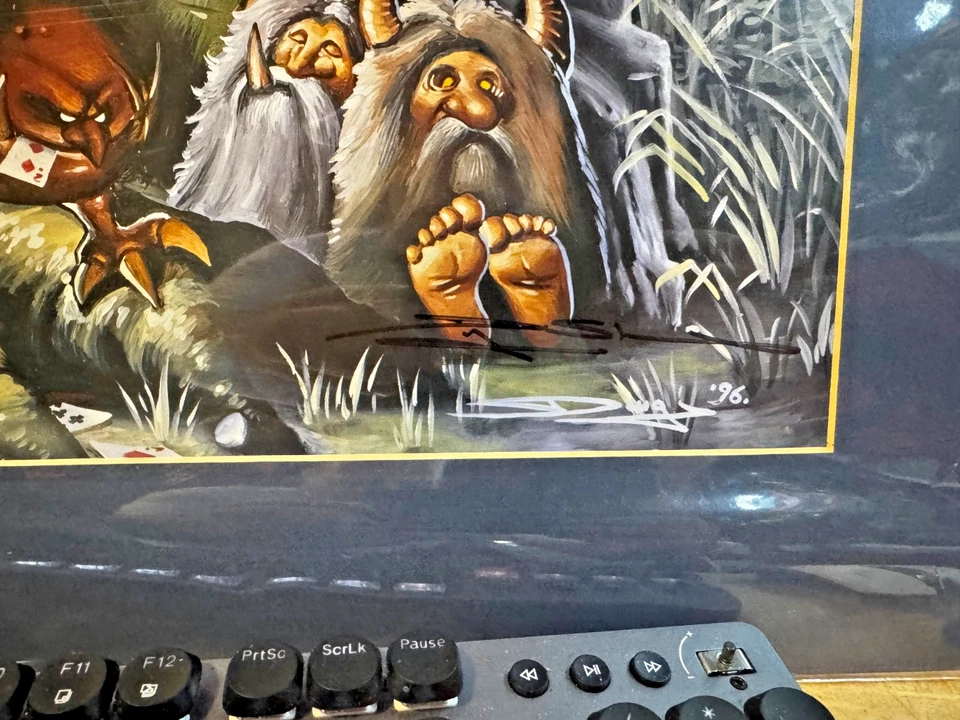 Aceites Litográficos Originales Douglas Shuler 1996 "Strip Poker" 26x32 Tamaño Mate Foto 3 de 4