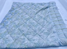 Laura Ashley Queen Comforter Reversible Blue Floral On Blue Cotton76x78  Stripes