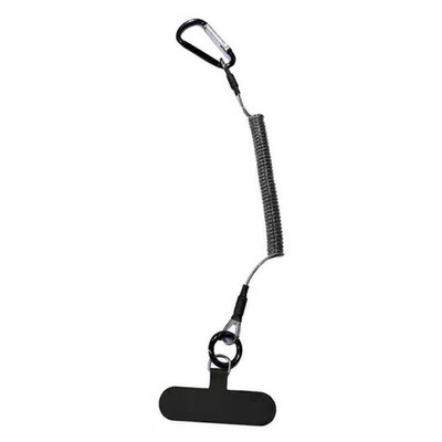 Extendable Retractable Spring Phone Tether Holder Pull Cord With Carabiner