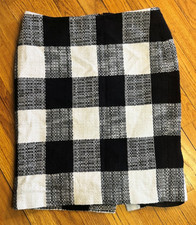Talbots Black and White Buffalo Plaid Woven Pencil Skirt Size 6 Petites