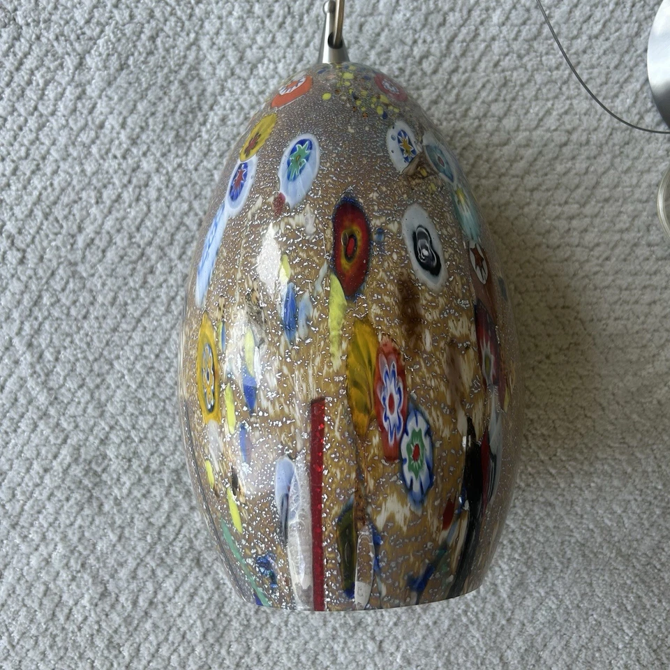 "Lámpara colgante colgante de vidrio estilo Murano Millefiori de 11"" de alto" Foto 2 de 4
