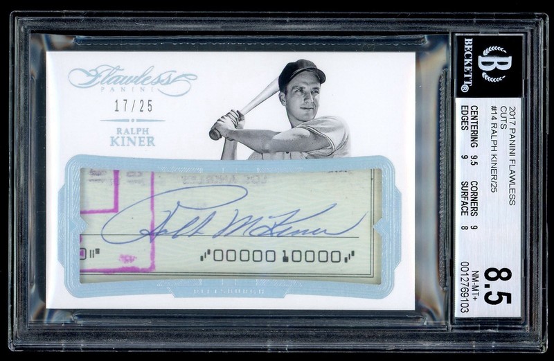 2017 Panini Flawless Cuts Ralph Kiner Cut Autograph Auto Silver Holo /25 BGS 8.5