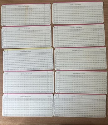 10x Vintage IBM Fortran Lochkarten. University Of London. Unbenutzt. Top Zustand