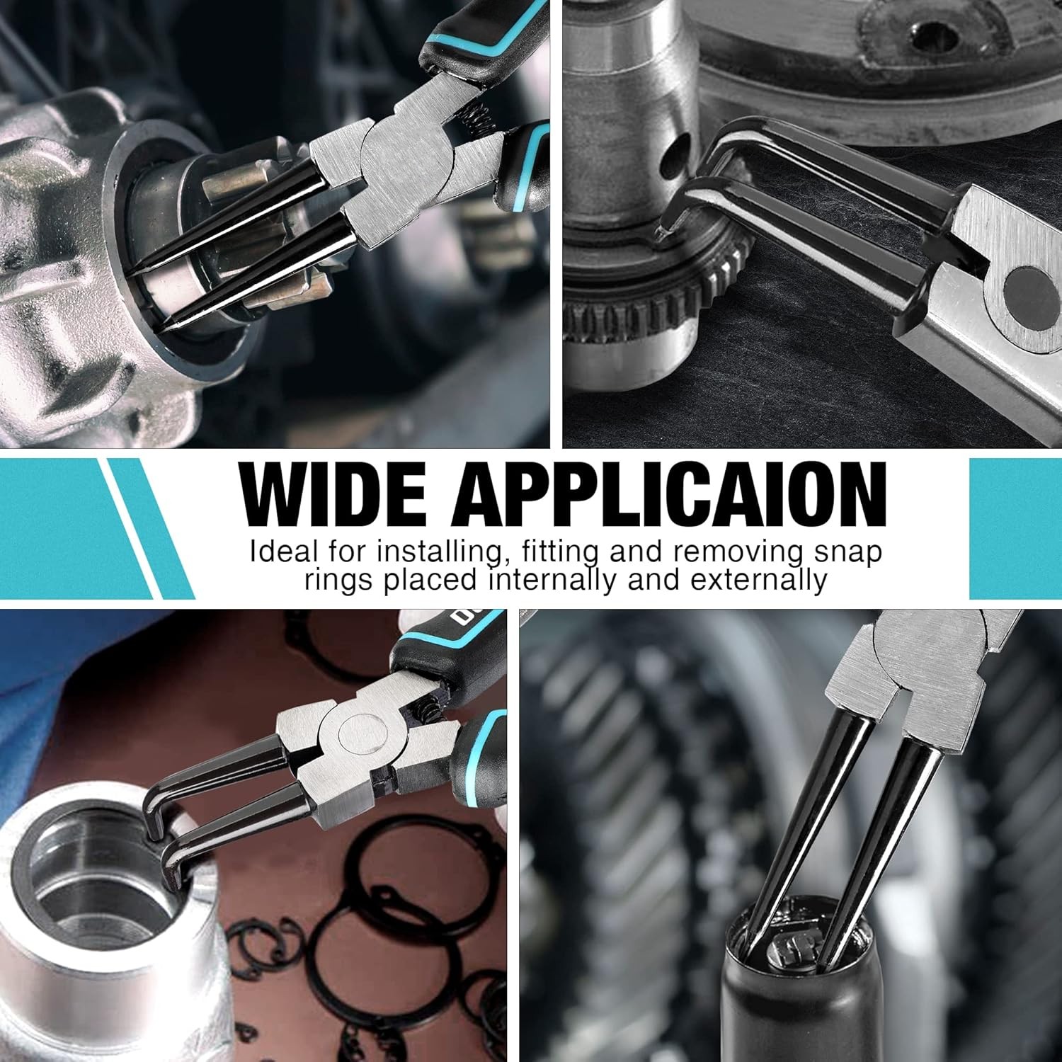 4 PCS Circlip Plier Set, 7-inch Heavy Duty Inside and Outside Circlip Plier Set